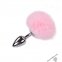 Металева анальна пробка Кролячий хвостик Alive Fluffly Plug S Pink (SO6313)