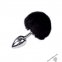 Металева анальна пробка Кролячий хвостик Alive Fluffly Plug M Black (SO6315)