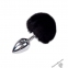 Металева анальна пробка Кролячий хвостик Alive Fluffly Plug L Black (SO6318)
