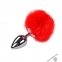 Металева анальна пробка Кролячий хвостик Alive Fluffly Plug L Red (SO6320)