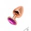 Металева анальна пробка Wooomy Tralalo Rose Gold Plug Magenta M, 8х3,4 см (SO7427)
